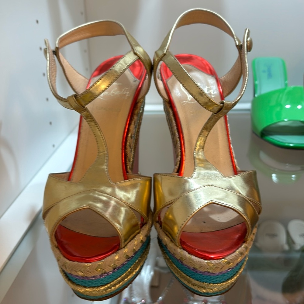 Christian Louboutin metallic wedges